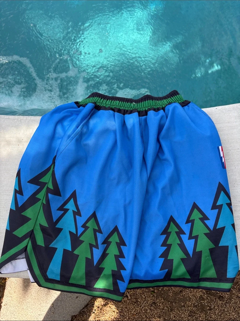 Kids Blue Forest Print Athletic Shorts